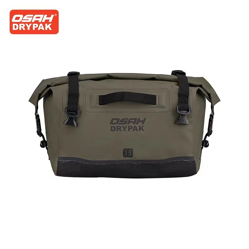 OSAH Army Green Motorcycle Bag 15L Rear Seat Pack Helmet Bag PVC Waterproof Multifunctional Crossbody Bag Riding Gears Package