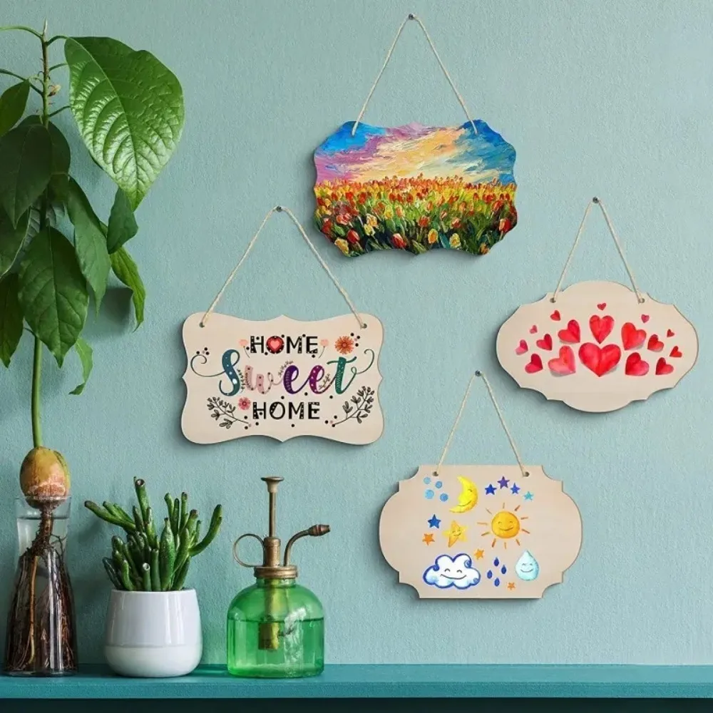 Wooden Blank Hanging Sign, Create DIY Handmade Painting Craft, Writing and Home, Room Decoration, Suitable for Various Occasions