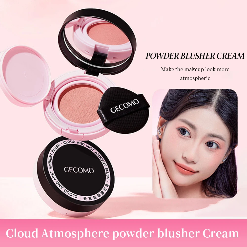 

GECOMO Air cushion blush cream, Sweet Korean Blush, with Mini Puff and Mirror, Brightens Cheek Natural Color Blusher
