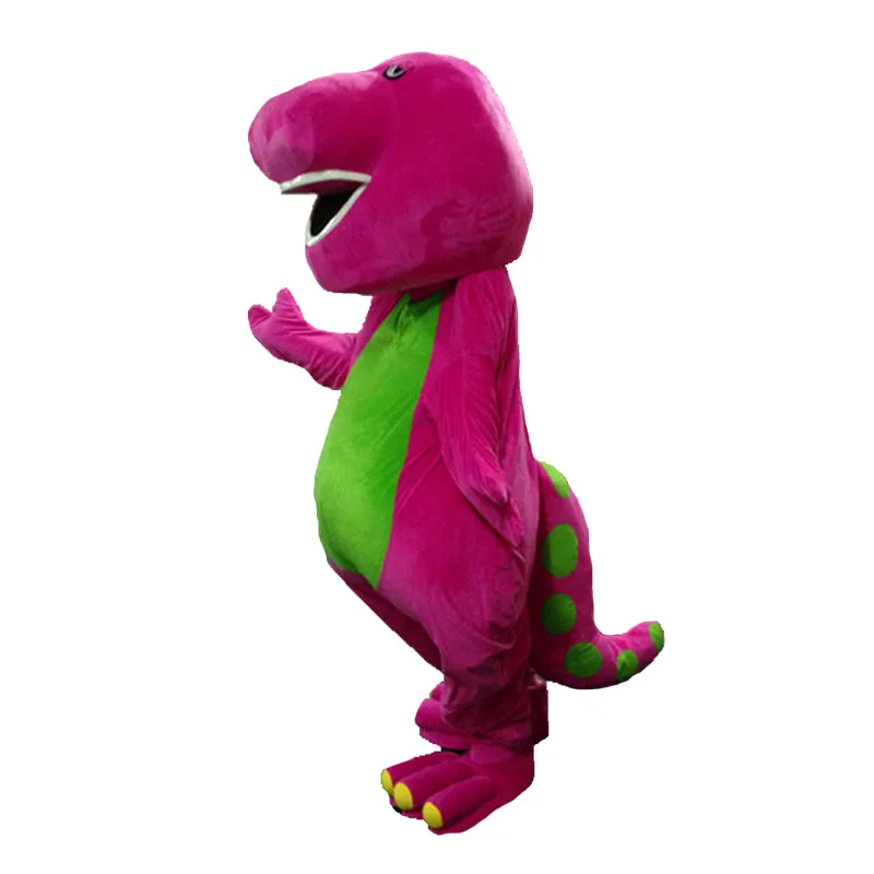 Barney Long Mascot Costume Walking Dinosaur Cartoon Doll Halloween Mardi Gras Party Funny Christmas Animated Performance Set