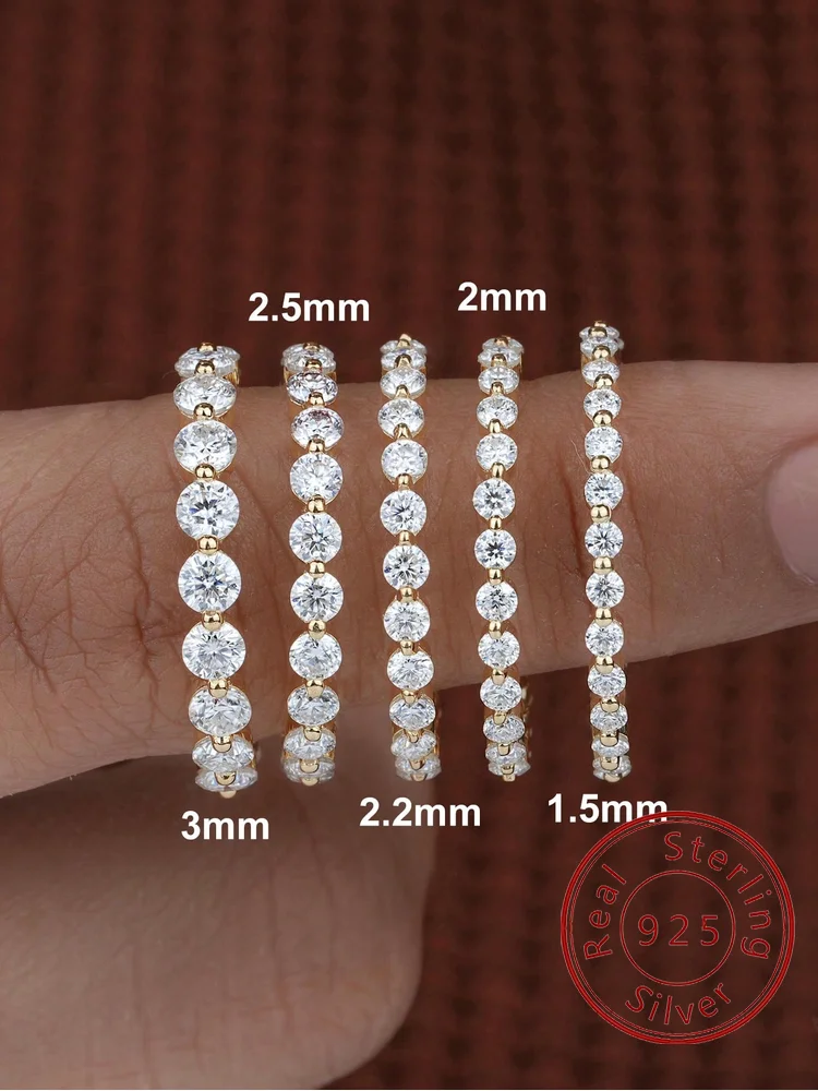 

925 Sterling Silver Zircon Elegant 1.5MM-2.5MM Shiny Round Ring For Women Engagement Wedding Luxury High Quality Fine Jewelry