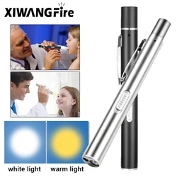 Mini Medical LED Flashlight USB Charging Lighting Dual Light Source Torch Portable Hospital Care Pen Clip Lights Dentist Nursing