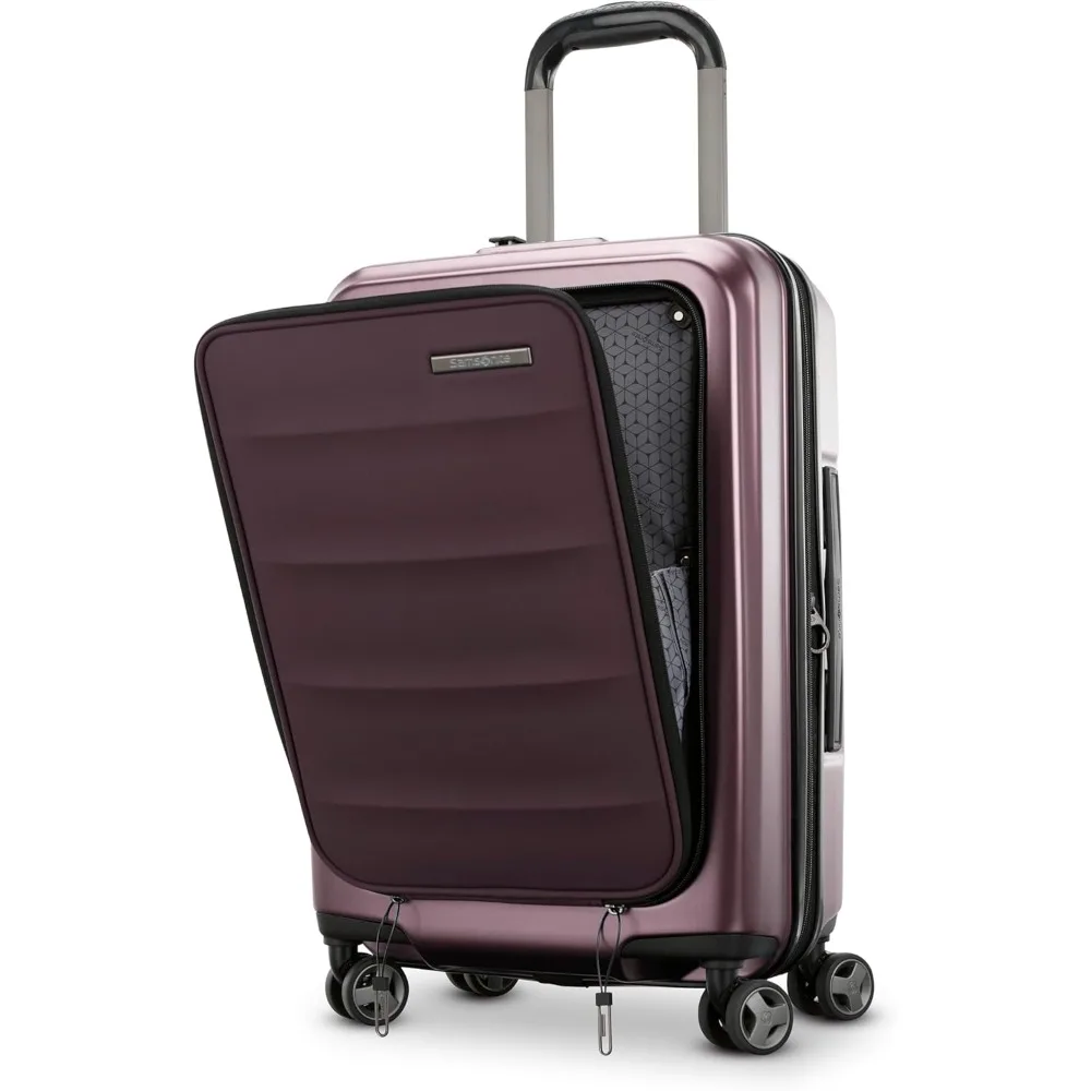 Conjunto de bagagem rígida extensível leve com bolso frontal para viagens de mão e grandes verificadas, 21/28 polegadas