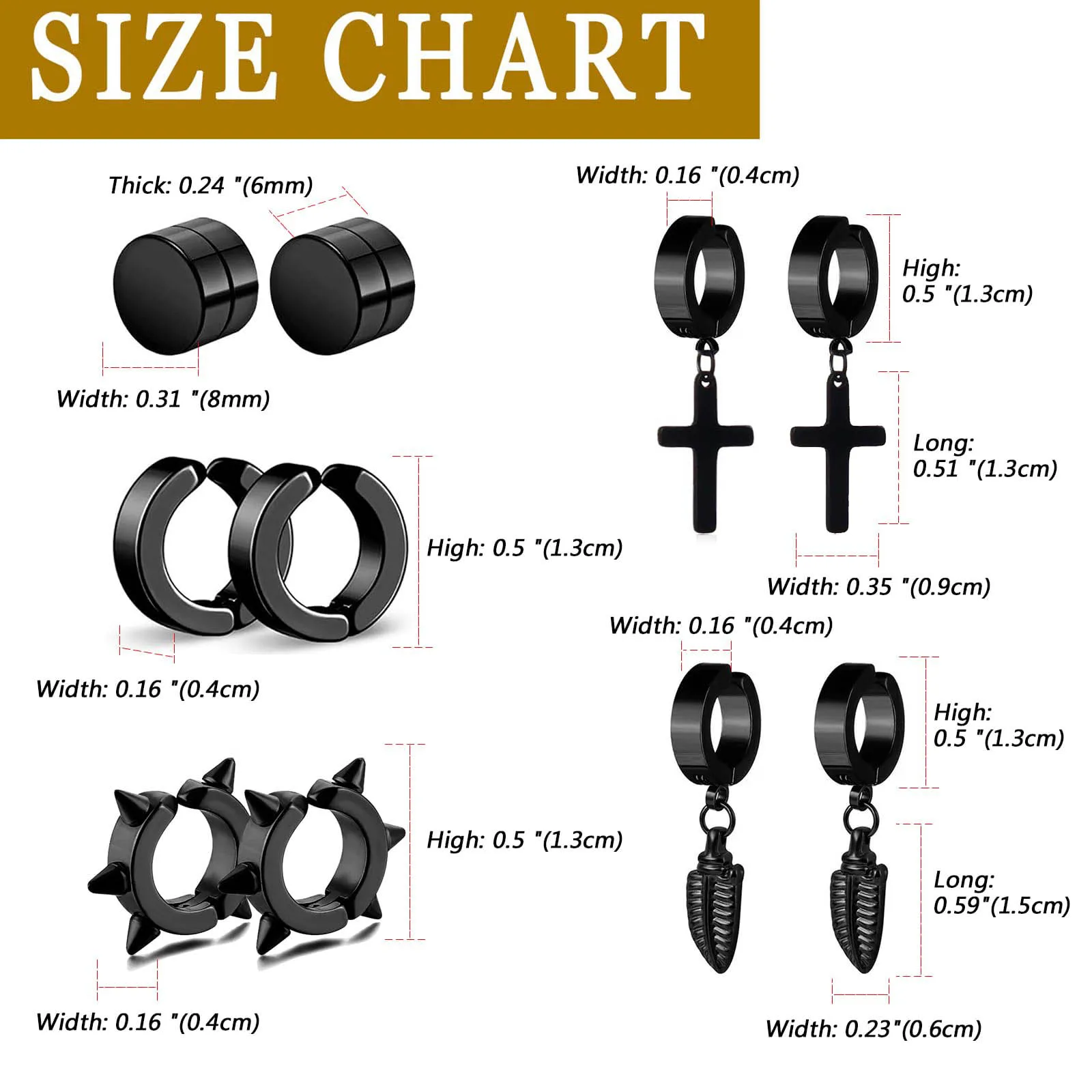 4-5 Pairs Stainless Steel Magnetic Fake Gauges Stud Earrings No Piercing Clip on Earrings Set for Men Women image 6