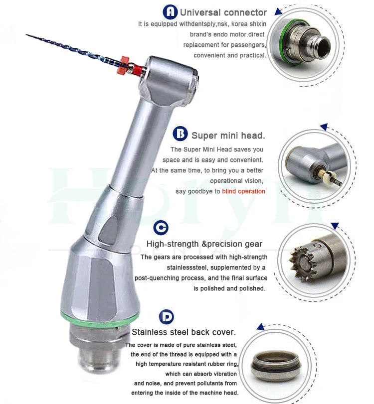 Canal radicular inalámbrico Endodoncia LED den tal Endo Motor 16:1 Pieza de mano contraángulo
