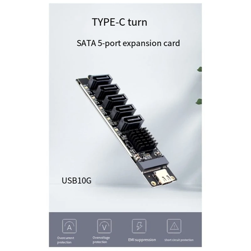 

Адаптер карта памяти внешней связи с SATA на 5 портов SATA3 6 Гбит/с USB10G карта расширения адаптера JM575 + JMS580