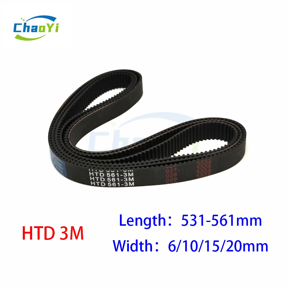 HTD 3M Closed Loop Rubber Timing Belt Length 531 534 537 540 543 546 549 552 555 558 561mm Width 6/10/15/20mm 537-3M 561-3M