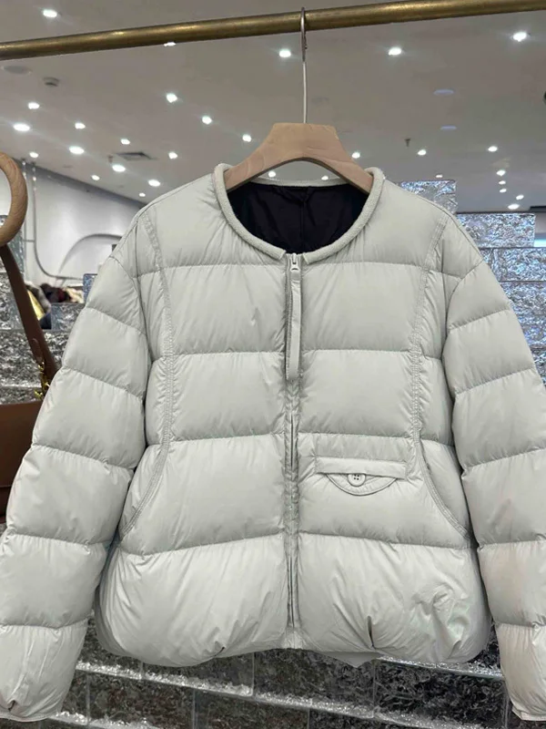 

Korean Design round Neck Thick Casual Fashionable Winter Outerwear Women's Cotton Jacket Stylish Commute Straight Cut Long Sl...