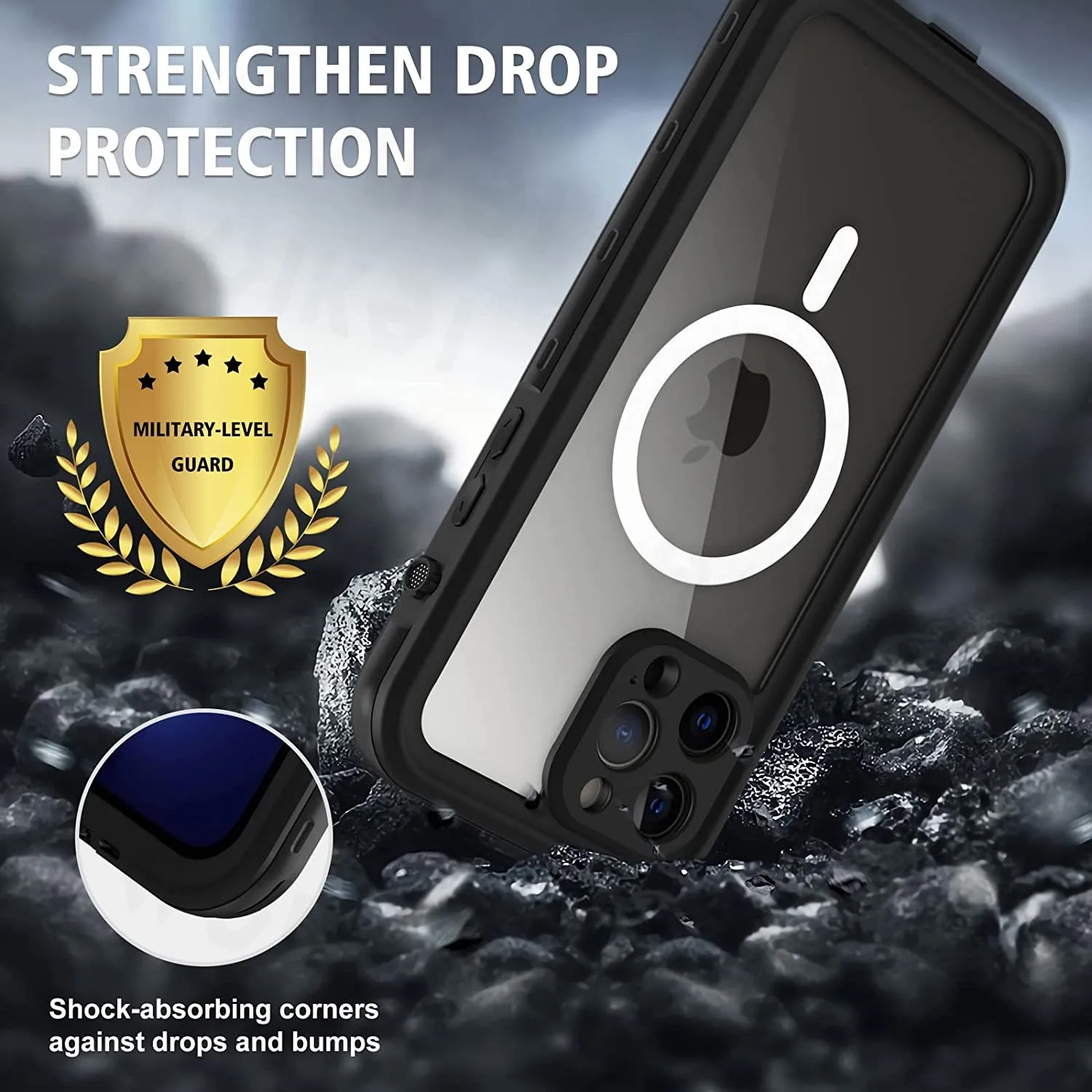 Imagem -04 - Caixa Magnética Impermeável do Telefone Protetor Completo do Corpo Case Dustproof Iphone 15 Pro Max Iphone 14 Pro Iphone 13 Pro Max Ip68