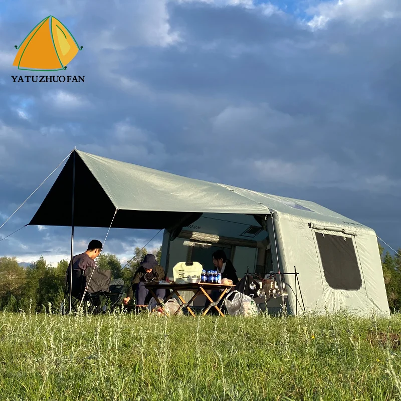 

Надувная семейная палатка для кемпинга, всесезонная, водонепроницаемая, из Оксфордской ткани, с одной спальней, прямой каркас, на 3-4 человека