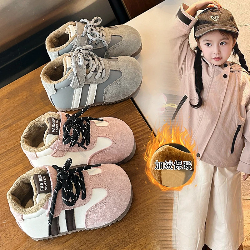 

Повседневные кроссовки для девочек, осень 2024, новые туфли на плоской подошве для малышей, детская классическая модная спортивная обувь в стиле ретро для бега