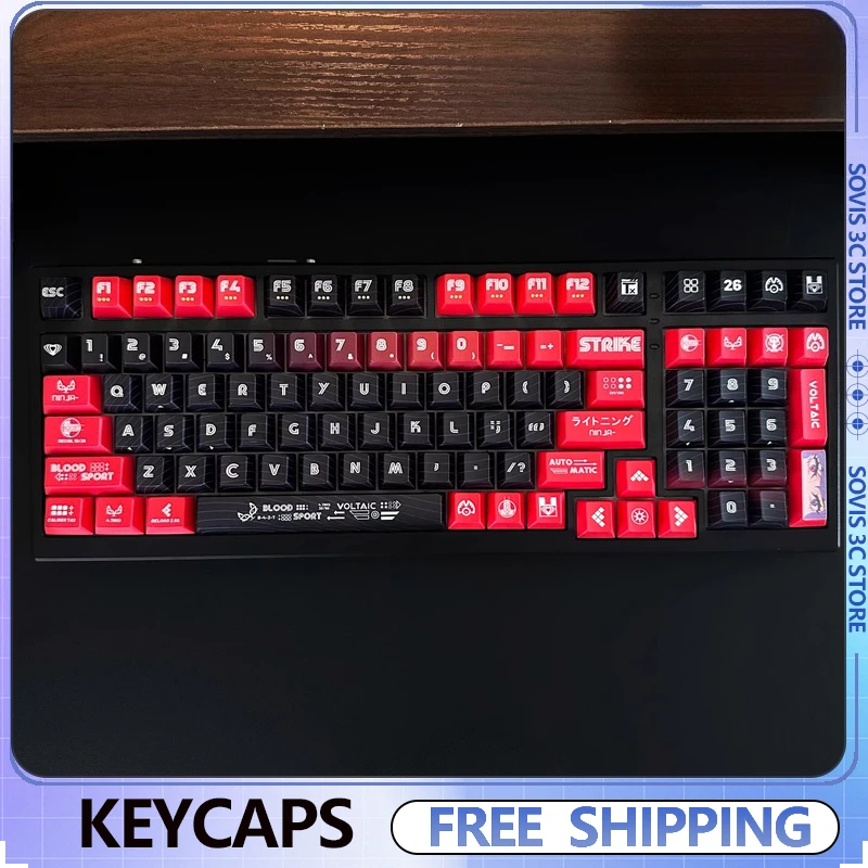 

Sovis Red Keycaps Anime PBT Thermal Sublimation Cherry Profile Keycaps ATK Mechanical Keyboard Custom Key Caps Accessories