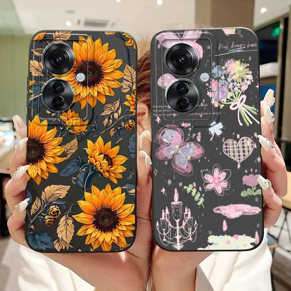 For OPPO Reno11 F CPH2603 Case Popular Flower Back Protective Cover For Oppo F25 Pro Soft Silicone Phone Cases For Reno11F Funda