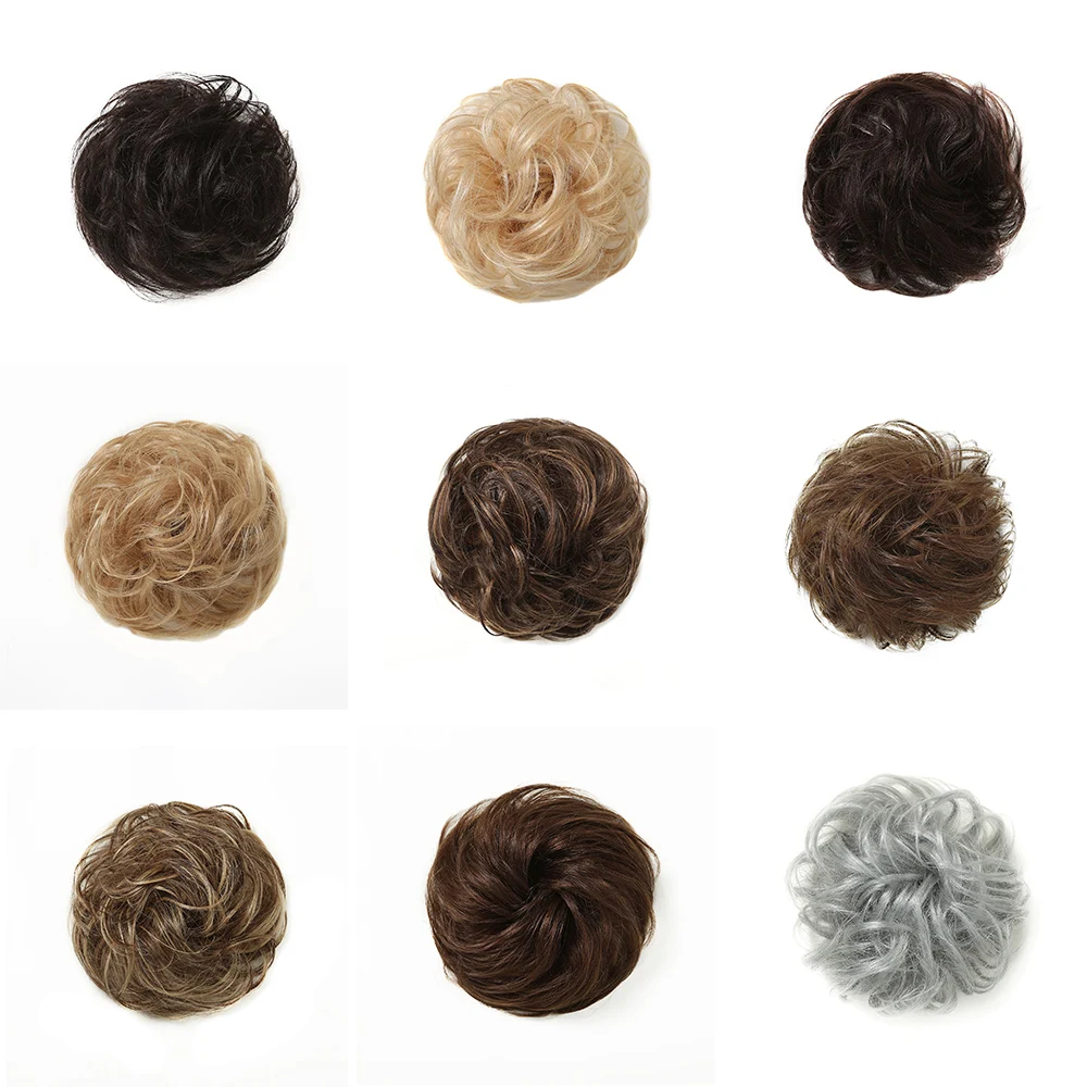 HAIRCUBE Human Hair Bun Wig Ladies Ponytail Hair Extension Scrunchie Elastic Wave Curly Hairpieces Scrunchie Wrap for Women