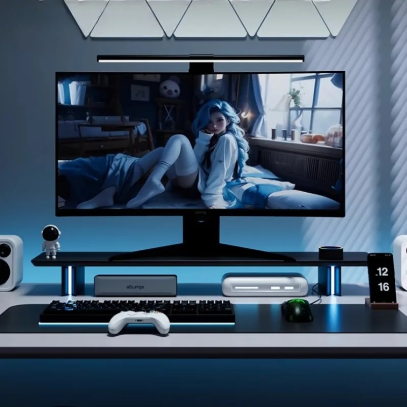 RGB Shine Monitor Height Increase Shelf Esports Room Screen Height Increased Stand Desktop Laptop Shelves Office Desk Racks