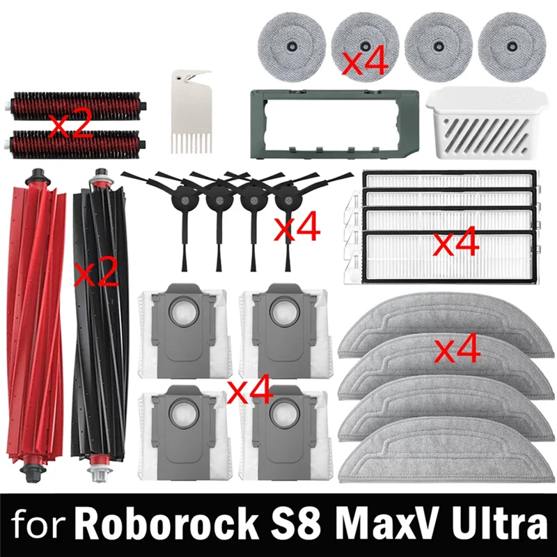 B97A-For Roborock S8 Maxv Ultra Sweeping Robot Accessories Main Side Brush Mop Cloth HEPA Filter Dust Bag Accessories