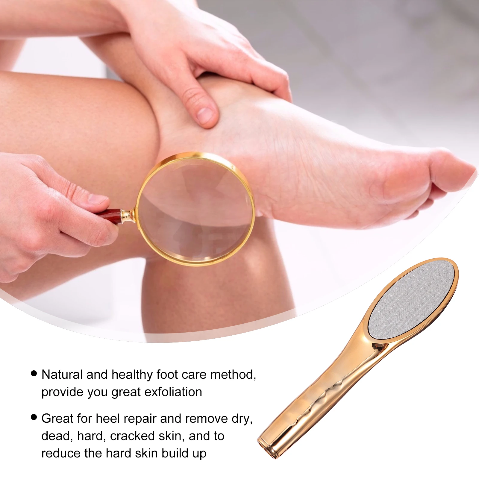 

Glass Foot Rasp File Pedicure Tool Dead Skin Remover Cracked Callus Scrub Long Handle Mirror Coating Gift For Family Friends