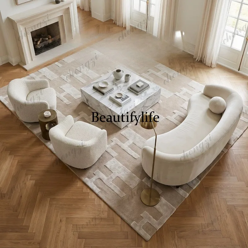 French light luxury simple modern square light color living room sofa bedroom bedside study handmade carpet