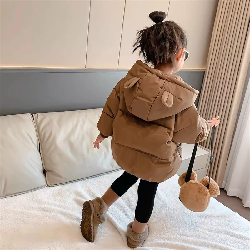女の子用コットンコート、男の子用厚手フード付きジャケット、冬用暖かい服、秋の新作ベビーパーカー、キッズカジュアルファッションアウター、12-5歳