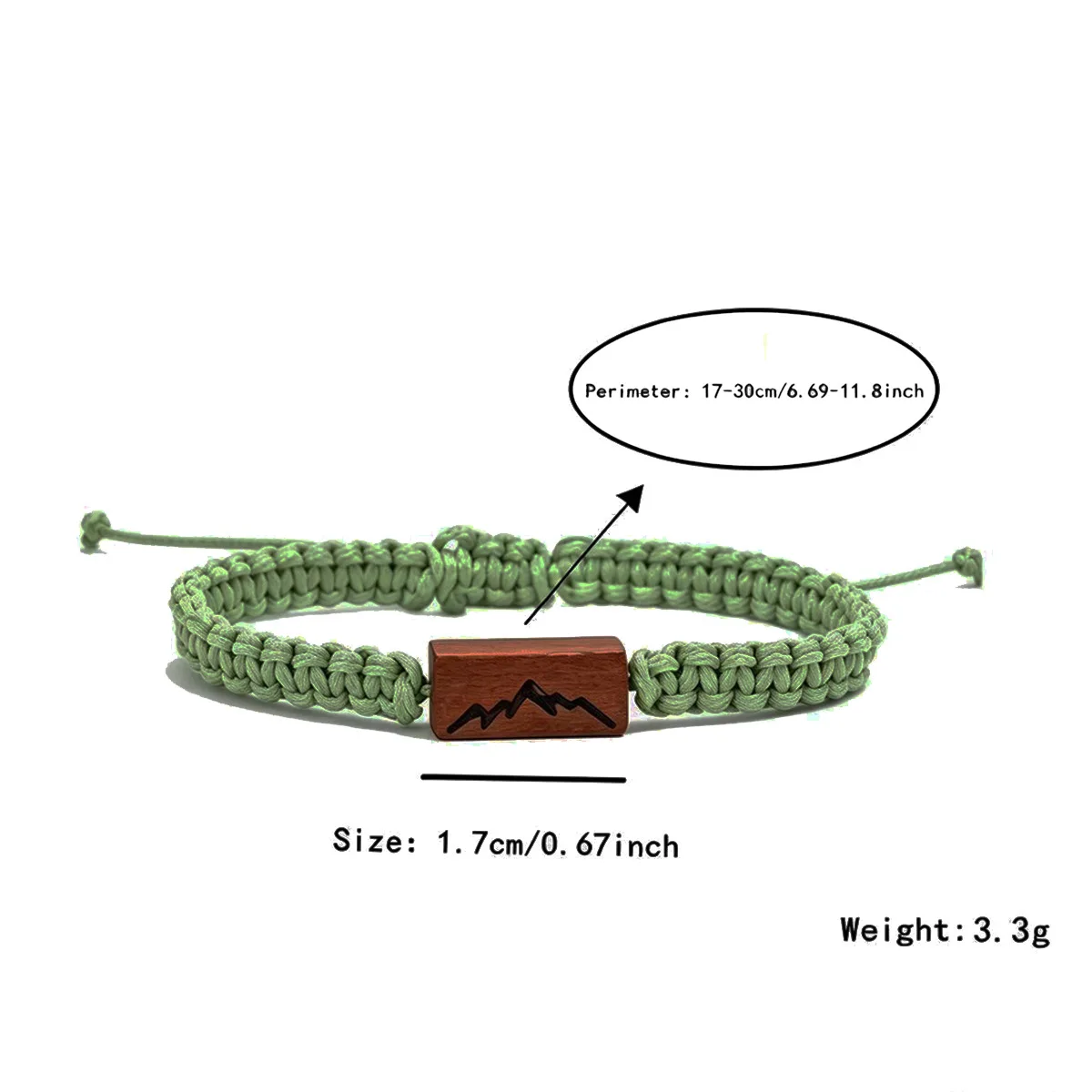 Modisches Armband mit Holzanhänger im Wellenmuster für Damen und Herren, geflochtenes Seil, verstellbare Kette, Wickelarmband, Paar-Schmuck, trendiges Geschenk – Detail 5