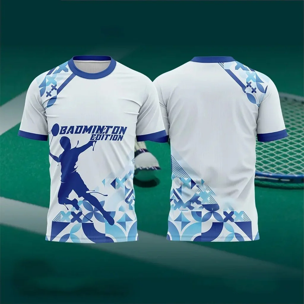 Men's Summer 3D Sports Badminton Printing T Shirt Fitness Lovers Graphic Short Sleeves Gym Fashion Streetwear T-Shirts Clothes