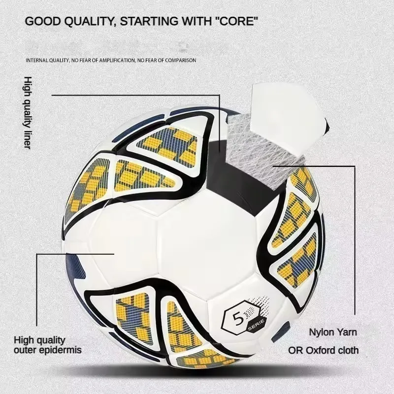 Adesivo per macchina da allenamento per partite di laminazione a caldo in PU di dimensioni standard professionali 5 Pallone da calcio in PU resistente all'usura senza cuciture