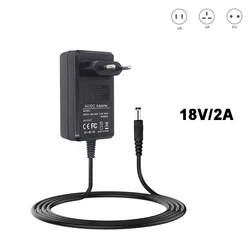 36W 18V 2A AC 100V-240V Converter Adapter DC 18 V Volt Vdc ​2000mA 18V2A Power Supply Adaptor EU US UK Plug 5.5mm x 2.1-2.5m