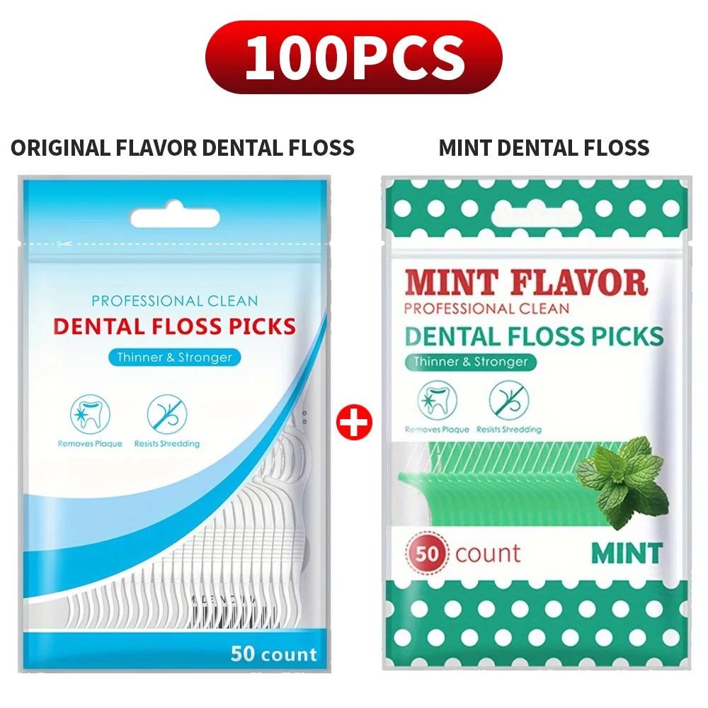 300/100/50PCS dental floss sticks - available in mint and original flavors