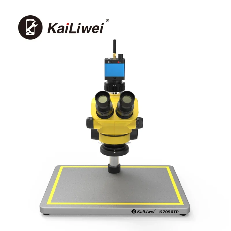 Kailiwei China Factory HD 16MP WIFI USB Digital Camera With Light 7-50X Stereo Zoom Trinocular Microscope set For PCB IC Repair