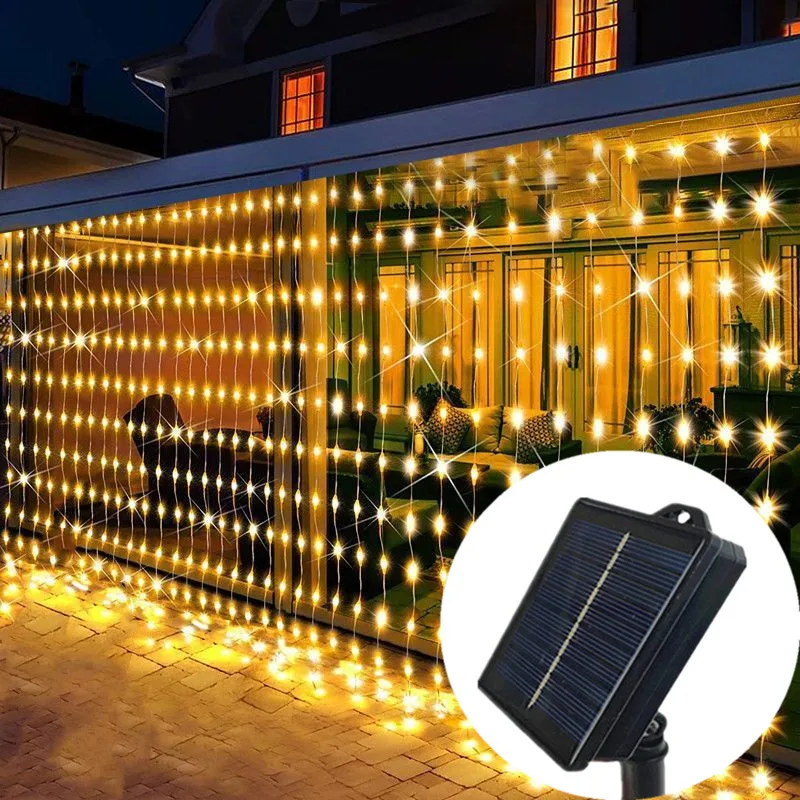 

Outdoor Lighting String 3/6M LED Solar Curtain Lights Garland Yard Decoration Christmas Garden Decor Wedding Party Fairy Lights