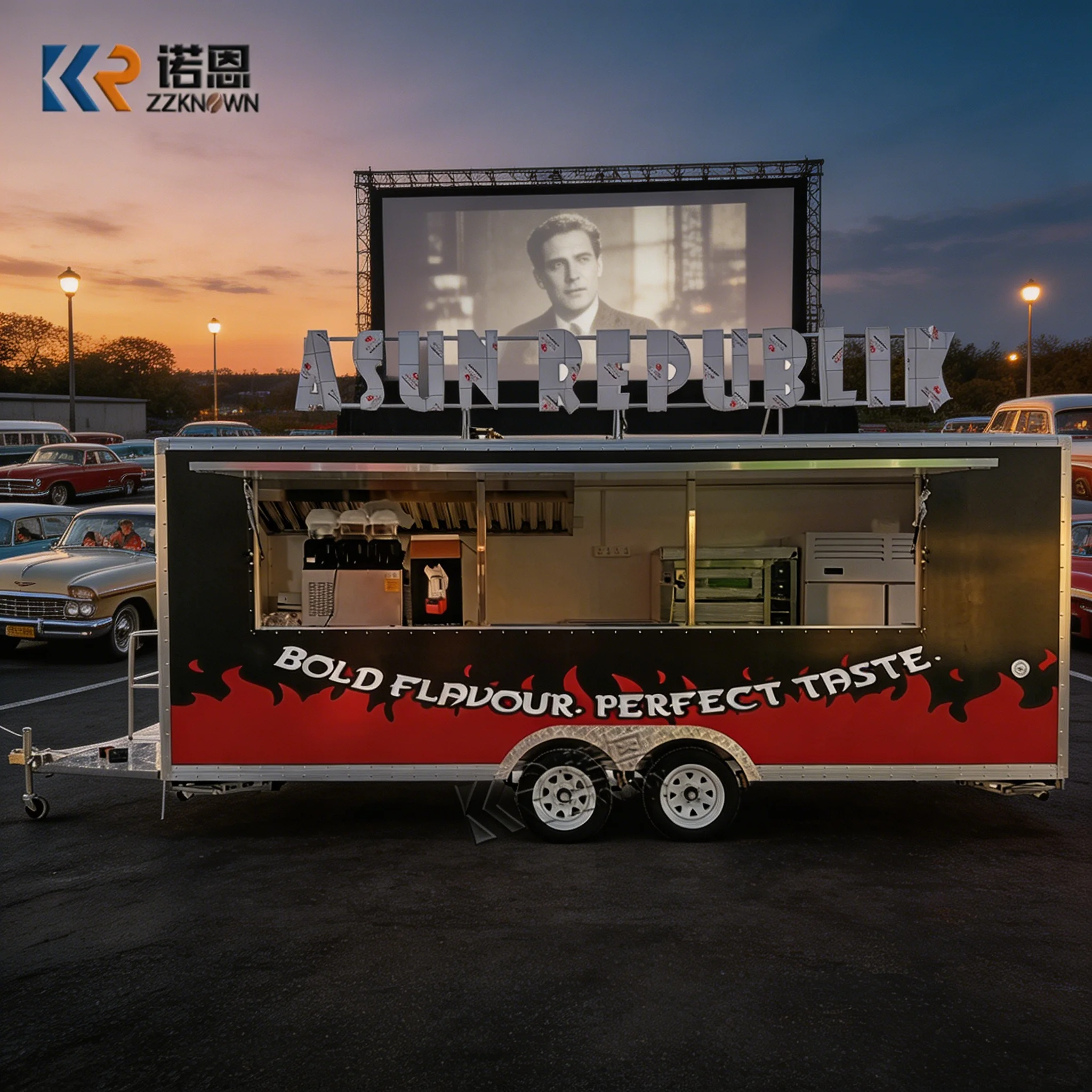 Mobile Food Trailer Stainless Steel Kitchen Fully Equipped for Catering Business Food Truck