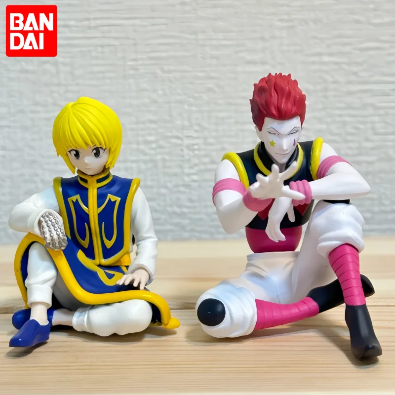 Figuras de acción de anime sentadas de Bandai HUNTER X HUNTER, Kurapika Hisoka, estatua coleccionable, decoración de escritorio para fanáticos de la colección de anime