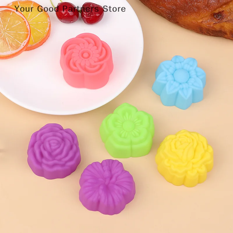 6Pcs Flower Silicone Mold DIY Handmade 3D Flower Ice Cube Soap Chocolate Plaster Candle Resin Mould Cake Baking Tool