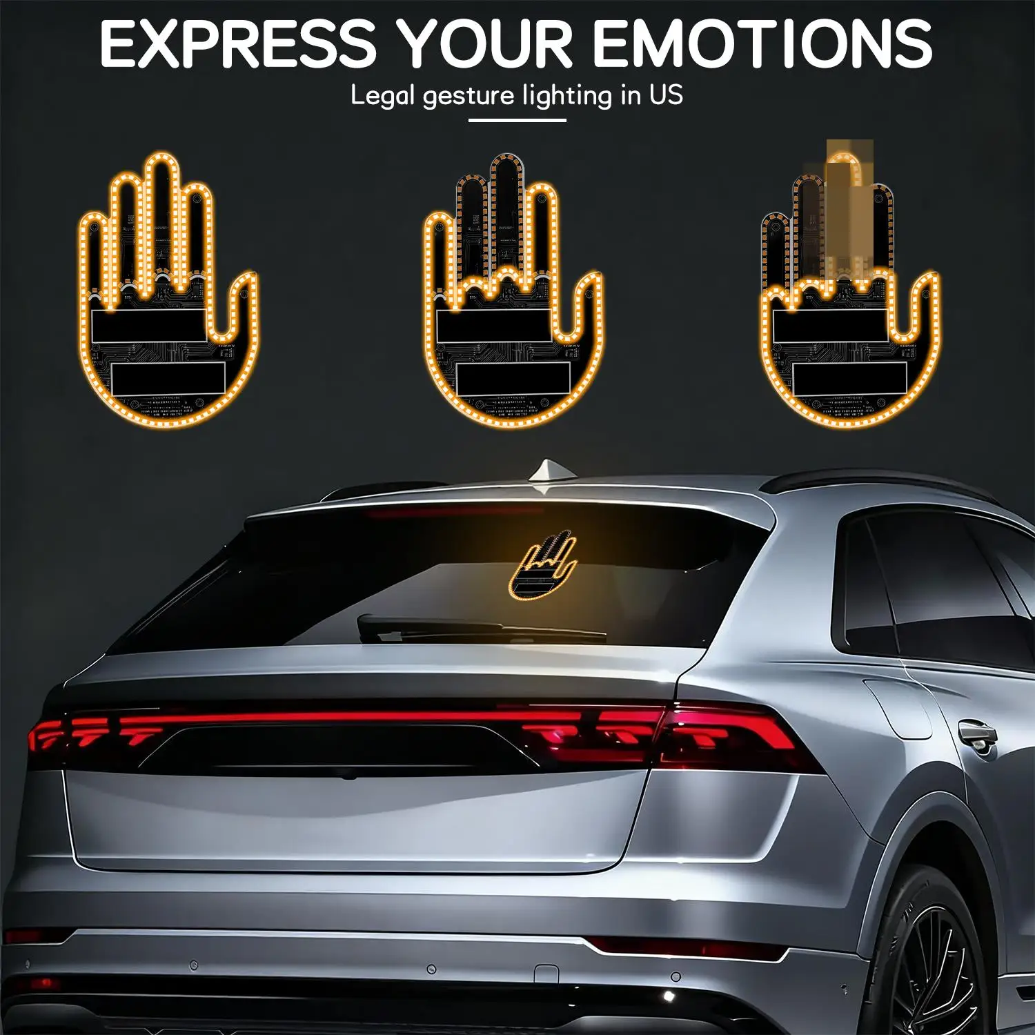 

Multiple Gesture Shapes Car LED Light Universal Auto Rear Window Decorative Accessories Female Gesture Lamp