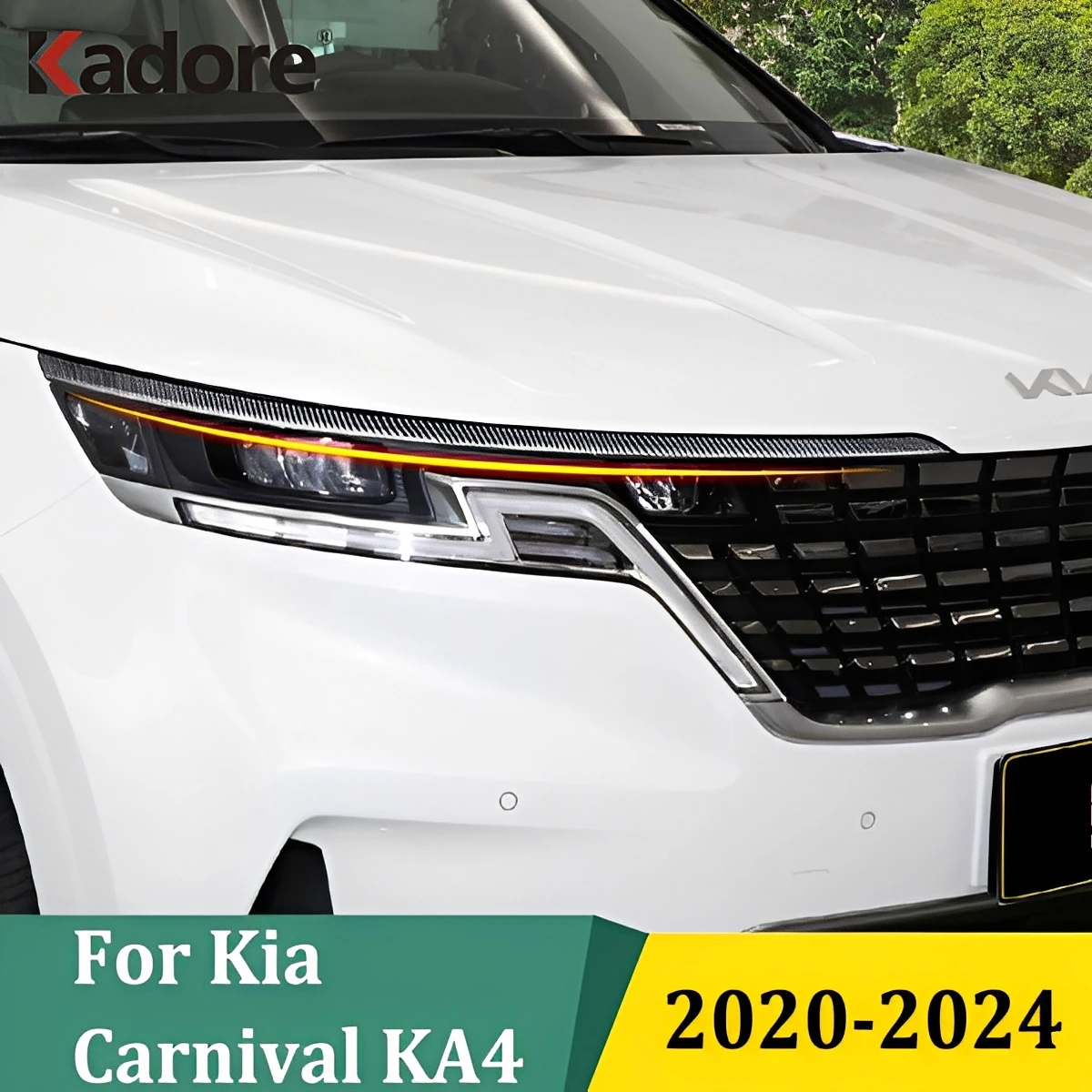 

Для Kia Carnival KA4 2020 2021 2022 2023 2024 Передняя решетка двигателя из углеродного волокна, верхняя крышка капота, отделка автомобильных аксессуаров