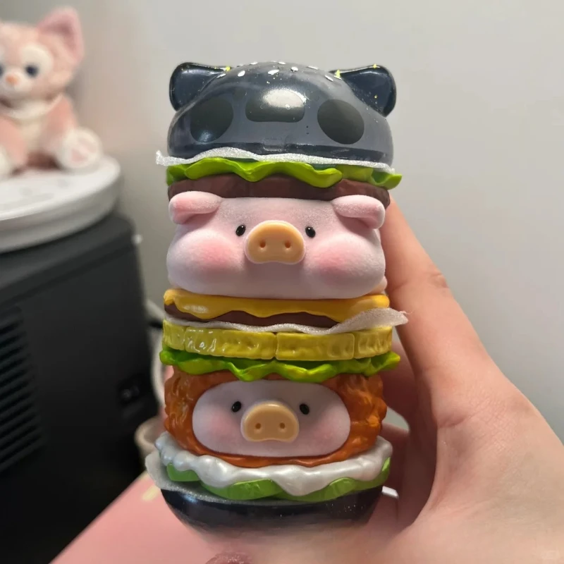 

LuLu The Piggy Hamburger Fresh and Healthy Pig Anime Figure Hanging Card Flocking Doll Surprise Bag Collect Ornament Toys Gift