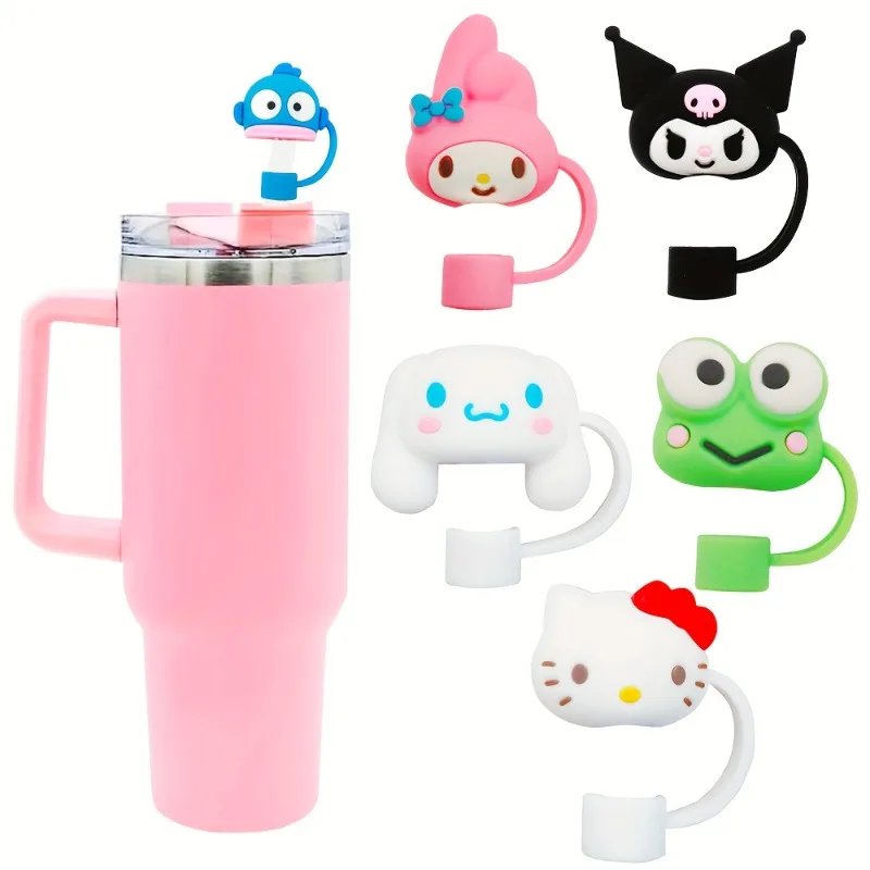 

6pcs/set Sanrio Hello Kitty Kuromi Cartoon Straw Cover for Stanley 30 Oz 40Oz Tumbler 10mm 0.4in Dust-Proof Reusable Accessories