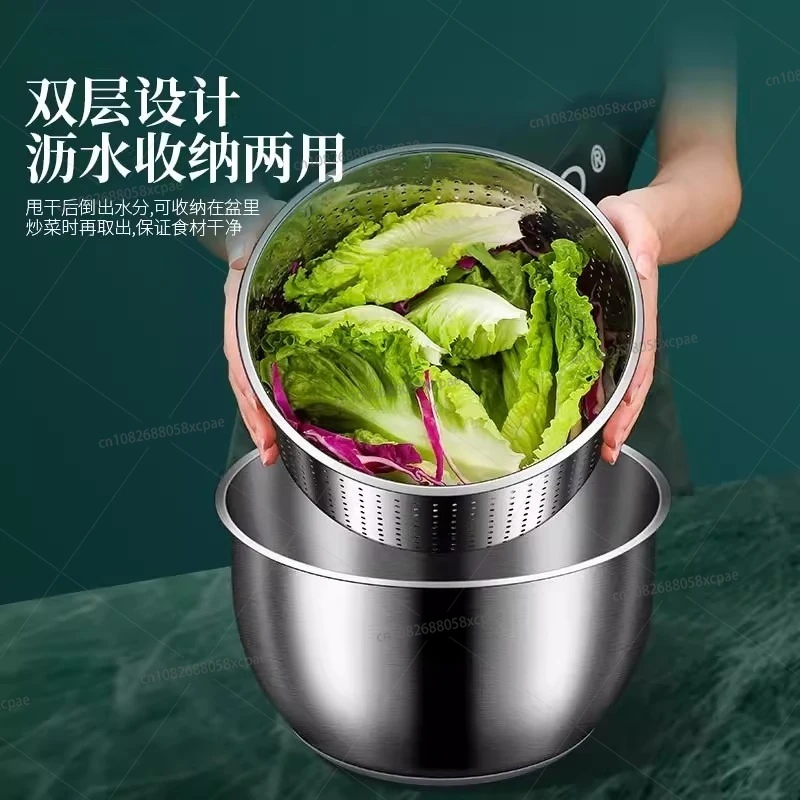 Salad Spinner Drainer Spin Dryer Washer Dehydrator Dewatering Washing Machine Fruit Vegetable Cleaner Tool Stainless Steel 5d3fg