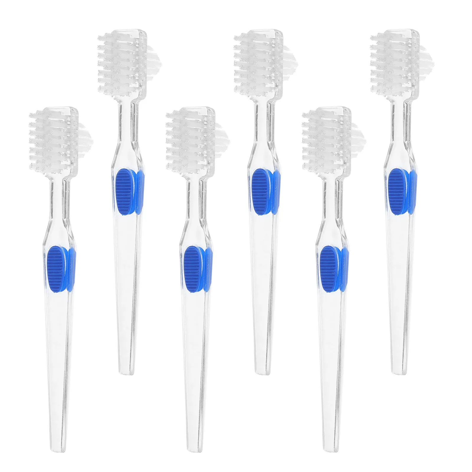 6Pcs Travel Denture Toothbrush Double Sided Small Head Brush False Teeth Cleaner Retainer Brush Deep Cleaning for Adults