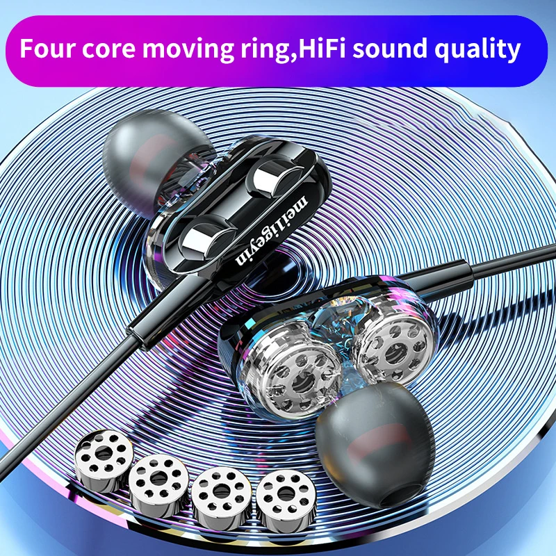 6D หูฟังสเตอริโออินเอียร์3.5มม. มีสายหูฟังไฮไฟทำจากโลหะพร้อมไมโครโฟนสำหรับโทรศัพท์ Xiaomi Huawei