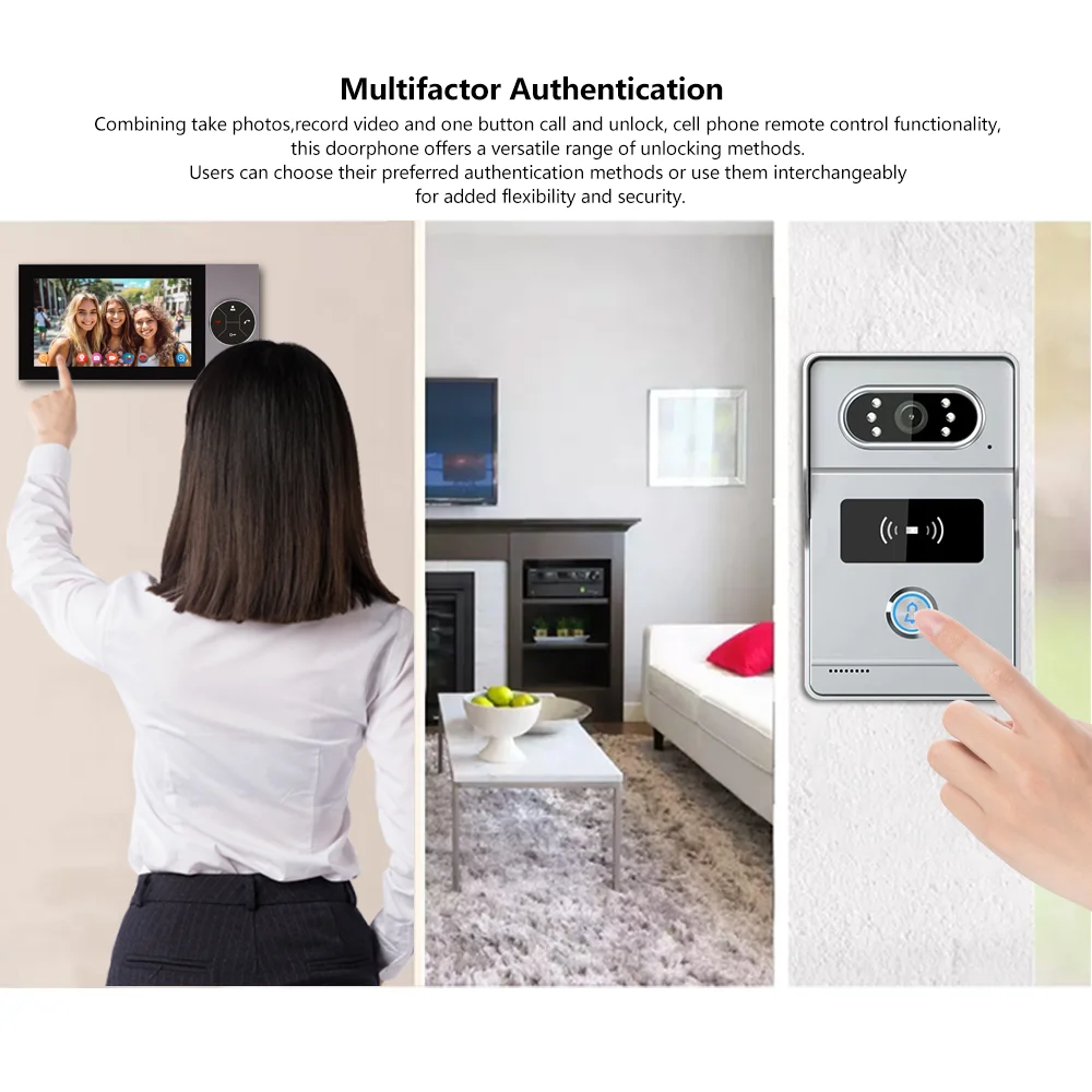 1 By 2 monitors 7-Inch HD 4-line Visual Intercom Doorbell TuYa Visual Doorbell Private Residential Intercom