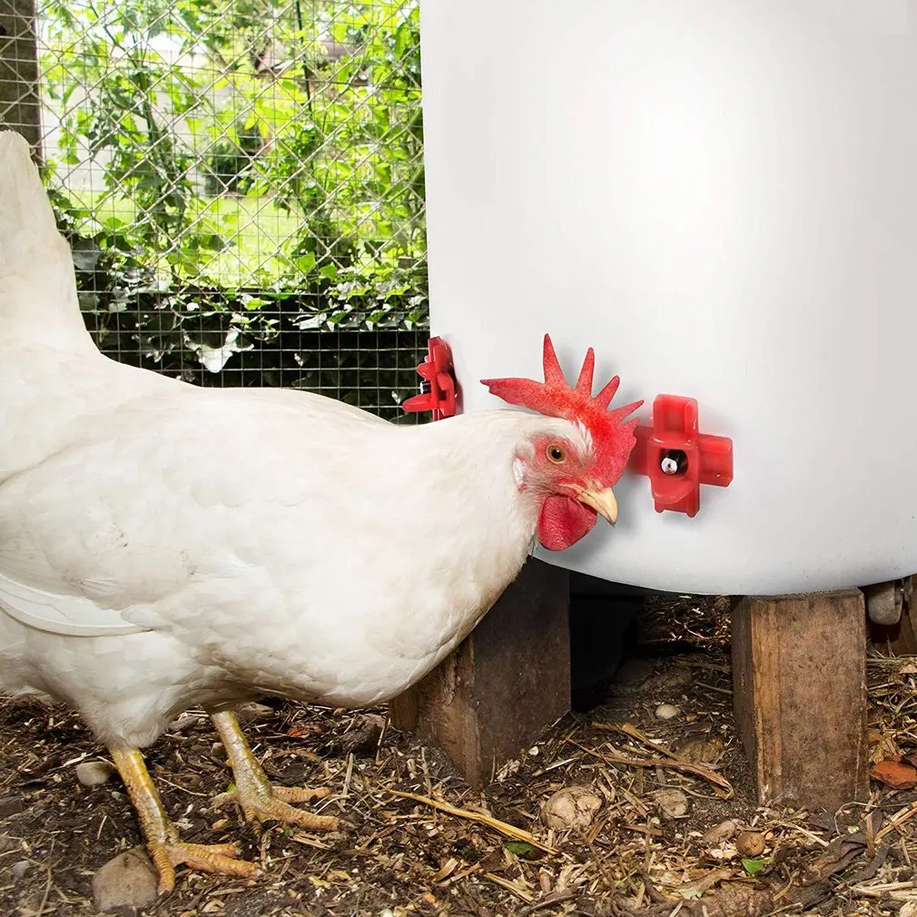 1 pcs Cross Chicken Waterer Automatic Feeding Poultry Horizontal Side Mount Chick Drinking Edible Grade Material Clean Drinker
