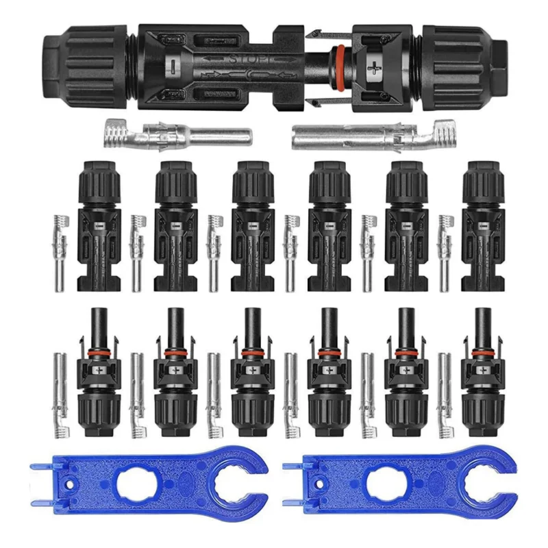 12PCS Solar Panel Cable Connectors 6Pairs Waterproof Male Female PV Plug Set for DIY Solar Array and RV Boat Charging
