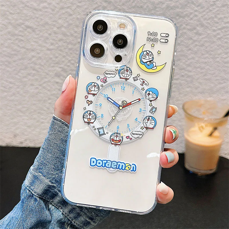 Cute Clock D-Doraemons Magsafe Magnetic Phone Case for Samsung Galaxy S24 S23 S22 S21 S20 FE Plus Ultra 5G Soft Clear Tpu Cover