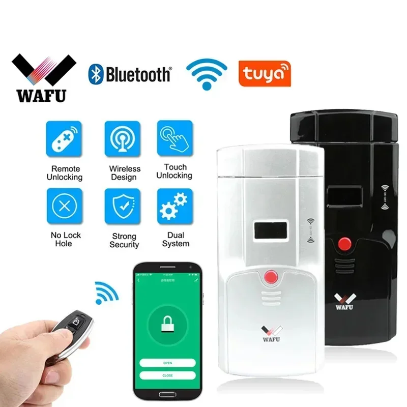 Wafu 011 Smart Lock Deur Vingerafdruk Ondersteuning Tuya Wifi Bluetooth Lock Telefoon Bediening Afstandsbediening Vinger Touch Onzichtbaar Slot