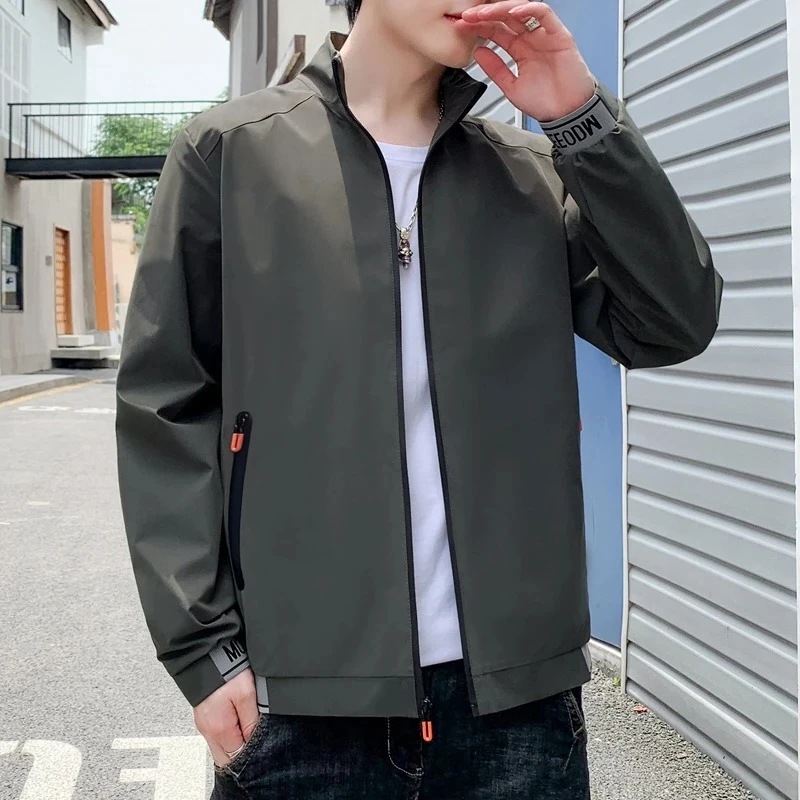 

Autumn Men's Casual Workwear Jacket Business Outerwear Coat Stand Collar Mid-Aged Dad Style Top Shirt Regular Fit Overcoats Men