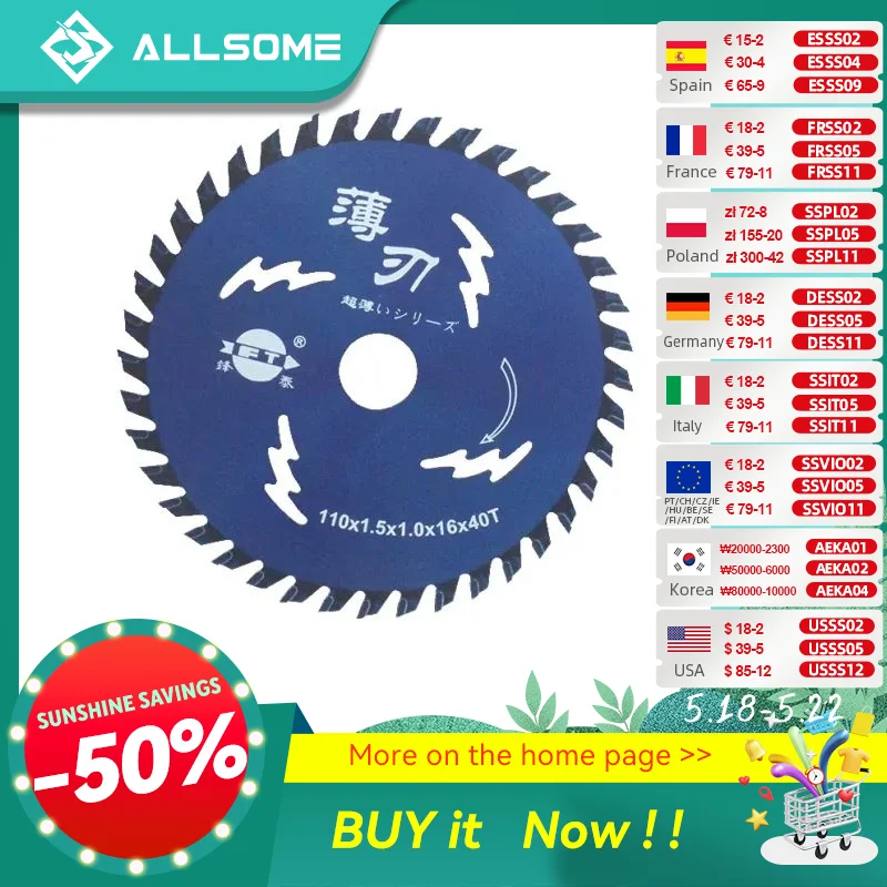 Allsome-精密テーブルソー,オリジナルの木製ブレード,110mm,t4,t6,ミニ