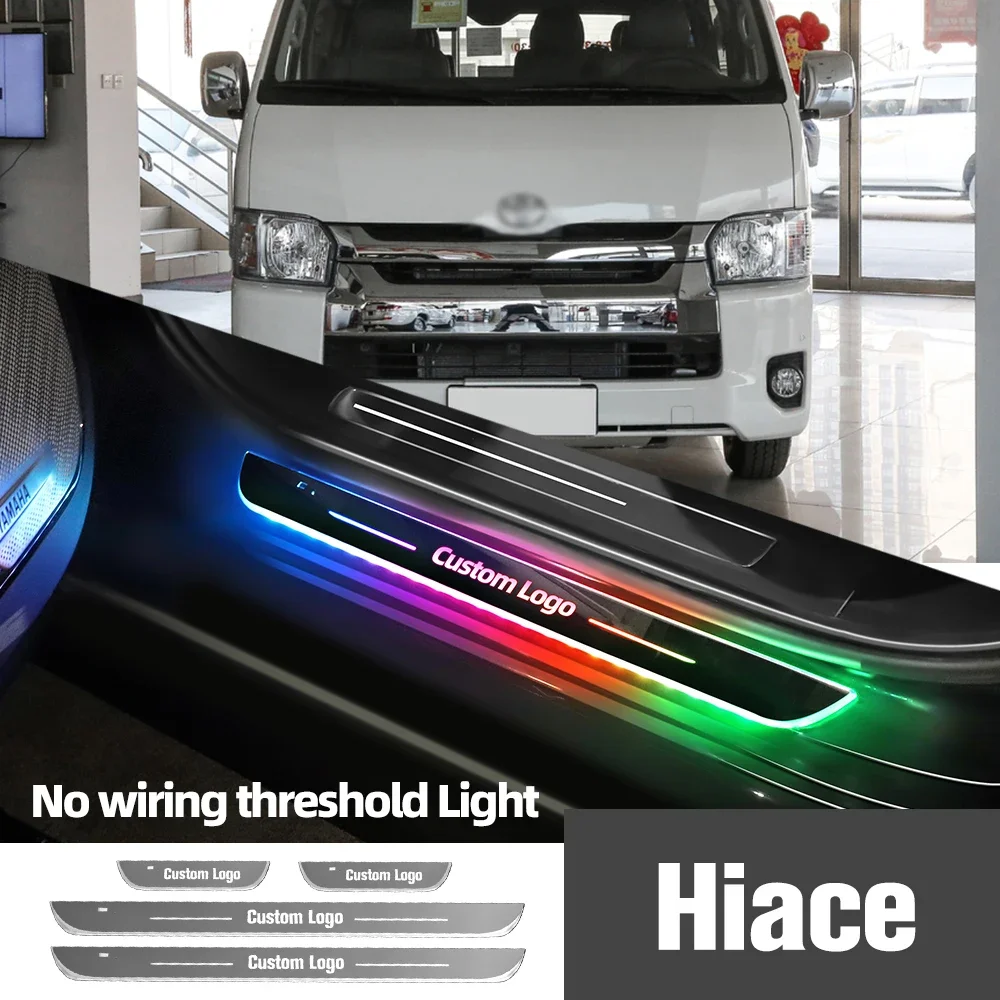 

For Toyota Hiace H100 H200 H300 1989-2023 2020 Car Door Sill Light Customized Logo LED Welcome Threshold Pedal Lamp Accessories