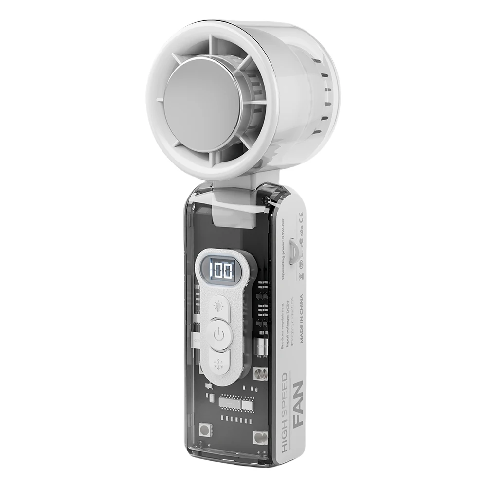 

Высокоскоростной турбовентилятор со светодиодной подсветкой, 100-скоростной складной персональный охлаждающий вентилятор, перезаряжаемый складной дорожный вентилятор для путешествий на открытом воздухе