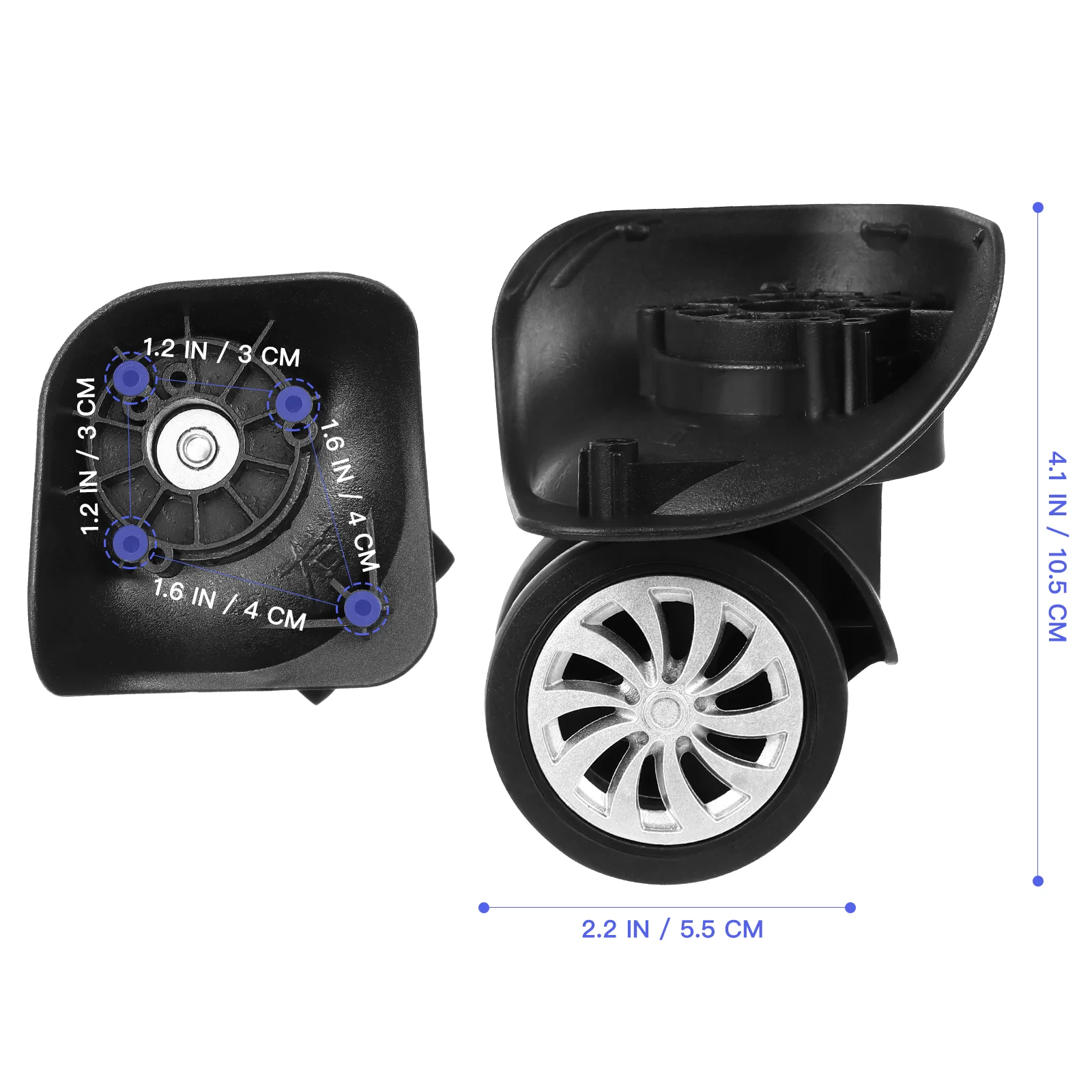 4 Pcs Universal Wheel Swivel Suitcase Replacement Caster Luggage Plastic Parts Spare Foldable Dolly